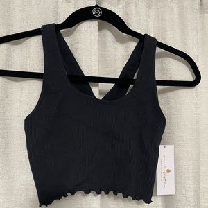 XS Black Spiritual Gangster ripped crop top.